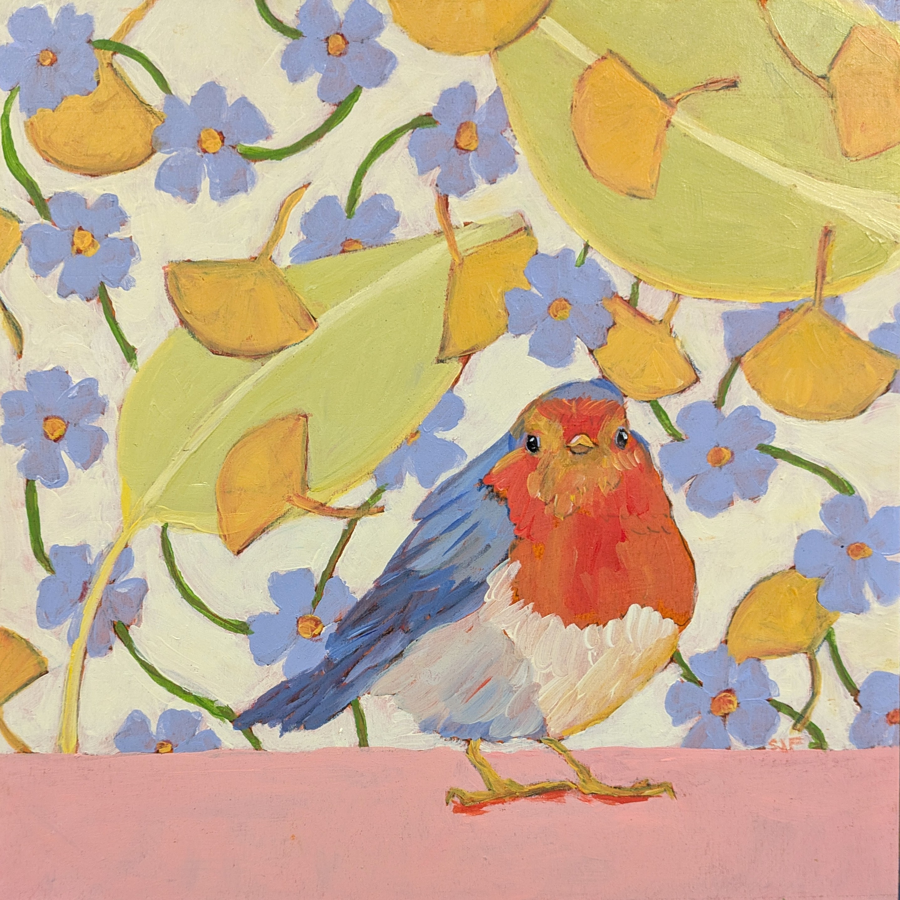 Bird Painting No. 52 25cm x 25cm acrylic on panel © Serena Fenton 2025