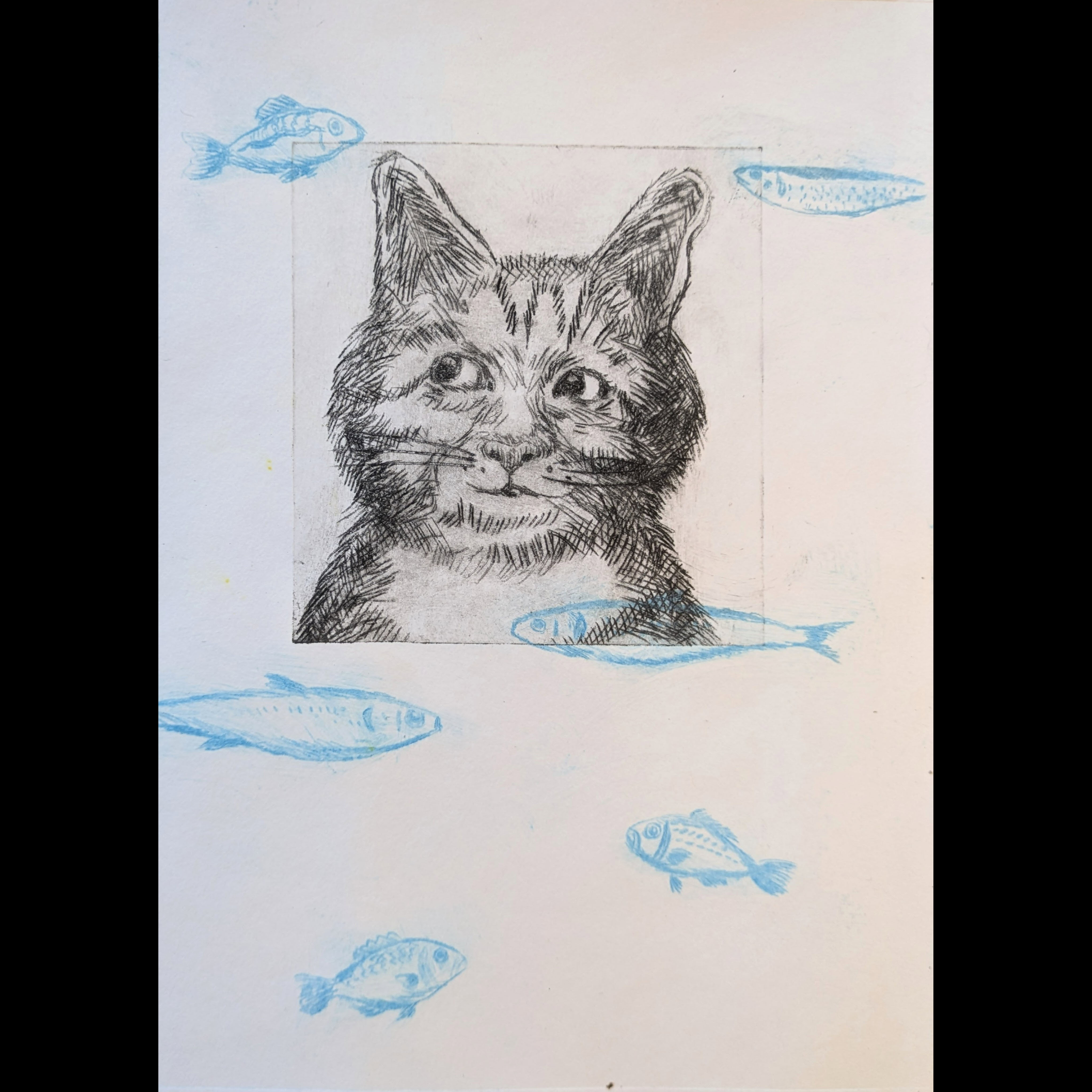 Cat-Fish Intaglio on Paper