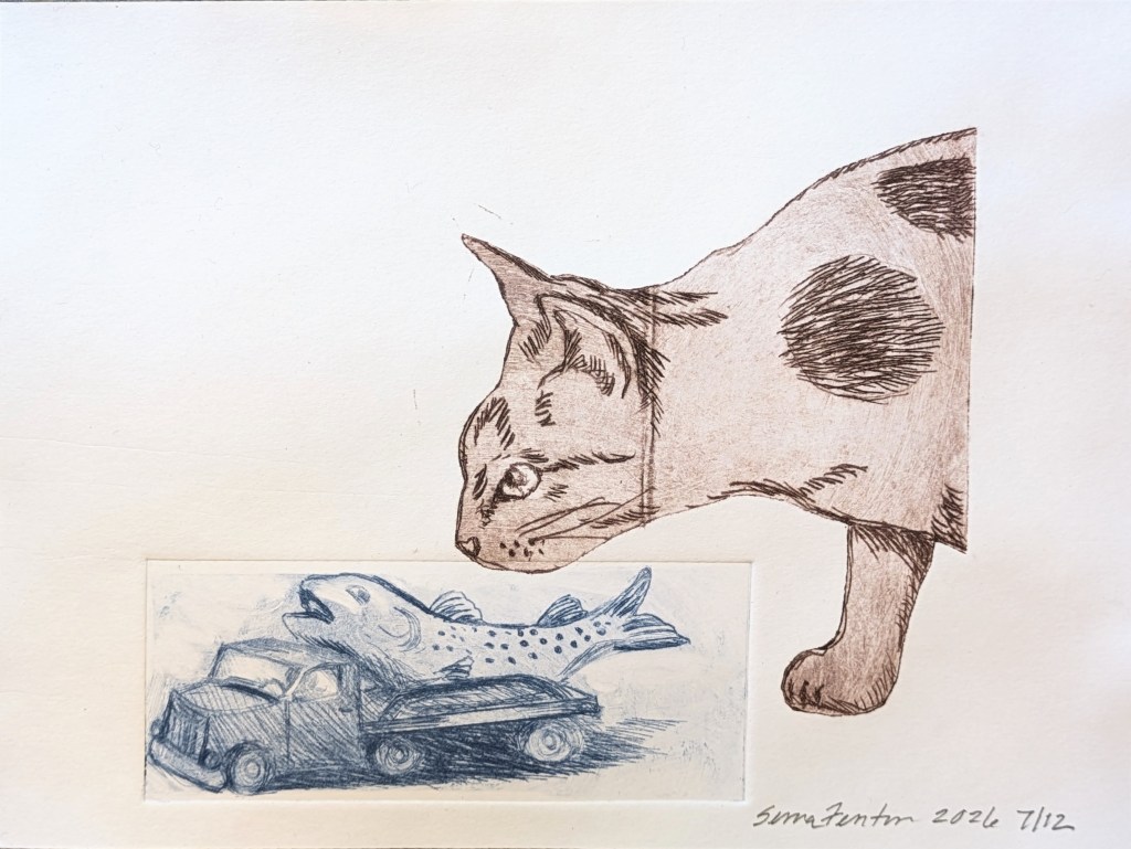 I Spy - Intaglio print, 6"x8"
